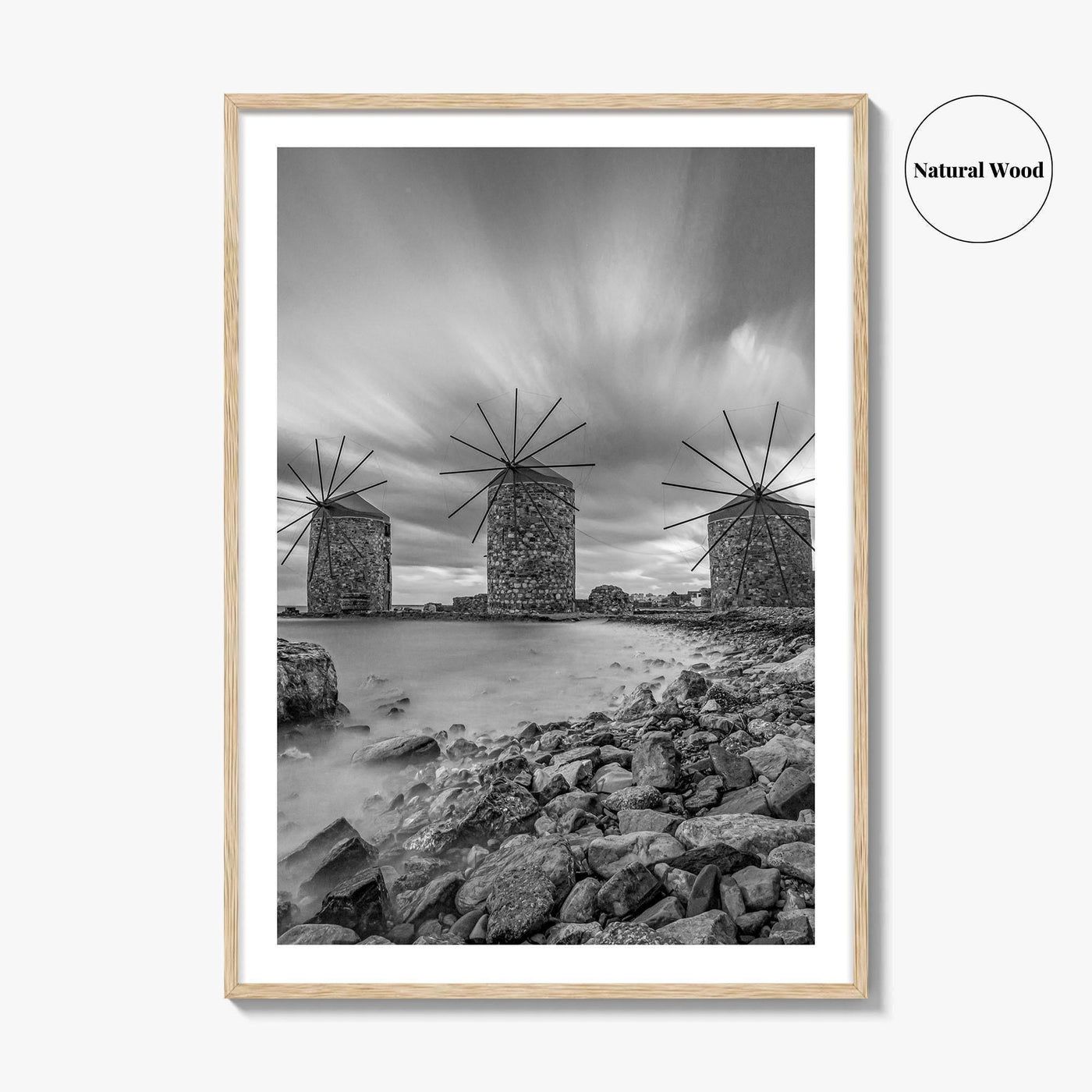 Chios Island Greece Black and White Fine Art Photo Print, Windmills, Greek Islands Poster