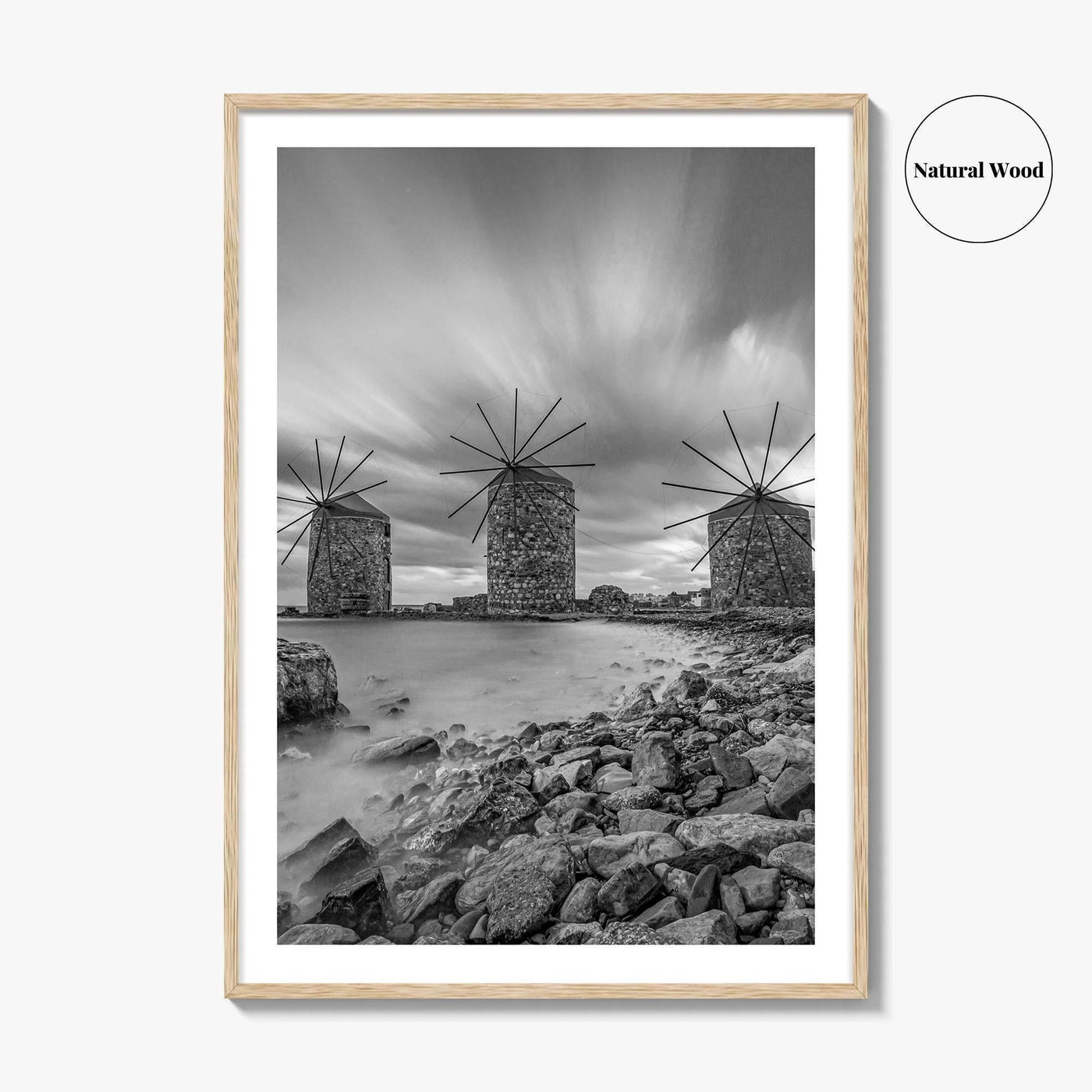Chios Island Greece Black and White Fine Art Photo Print, Windmills, Greek Islands Poster