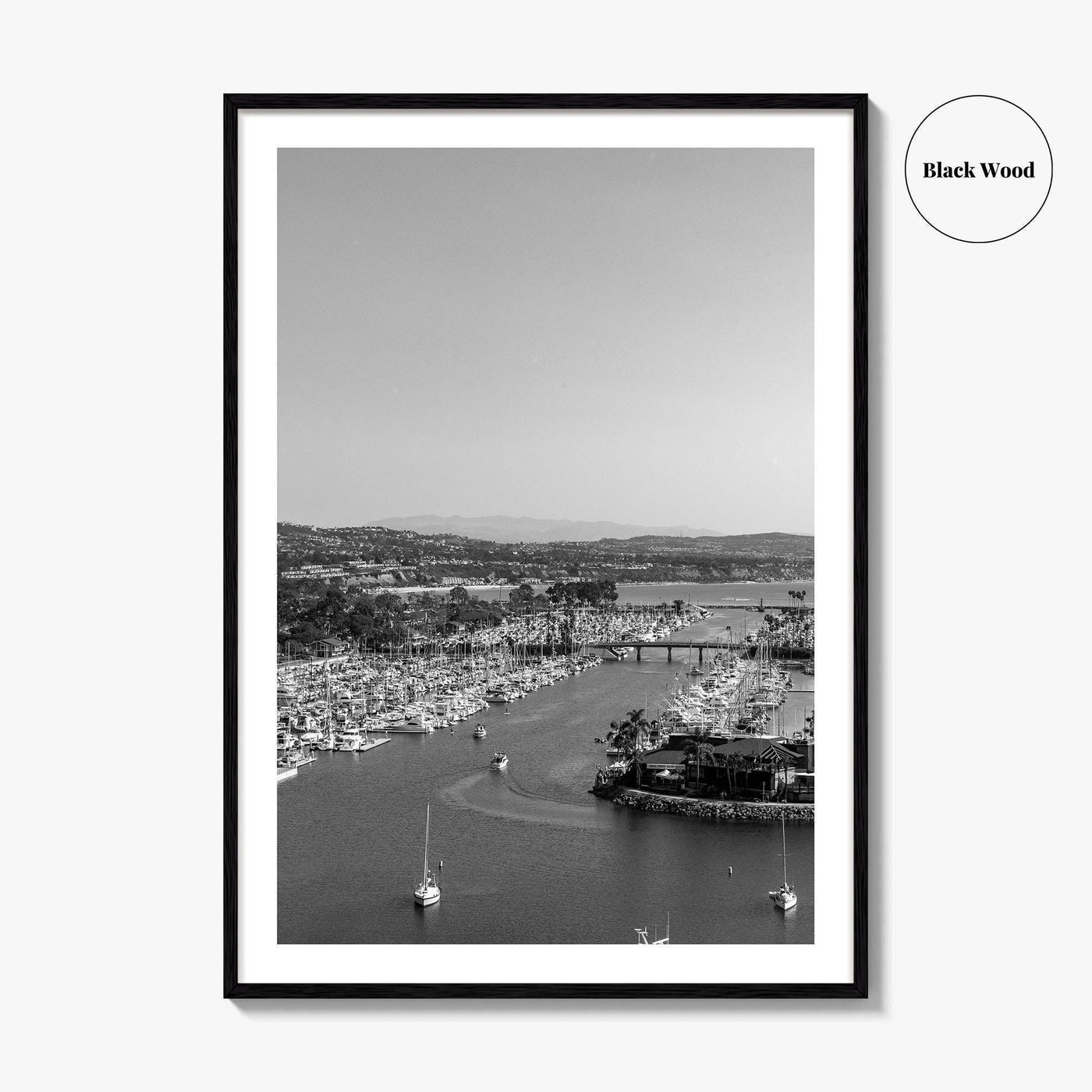 Dana Point Harbor Black and White Fine Art Photo Print, Orange County Poster