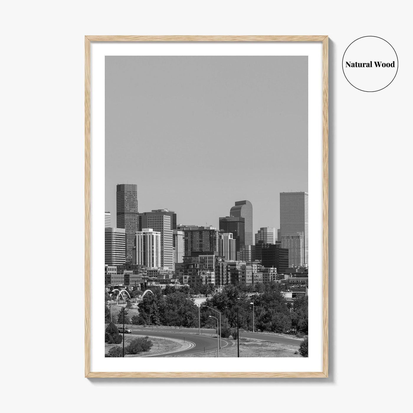 Denver Skyline Black and White Fine Art Photo Print, Panorama, Colorado Poster
