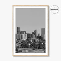 Denver Skyline Black and White Fine Art Photo Print, Panorama, Colorado Poster