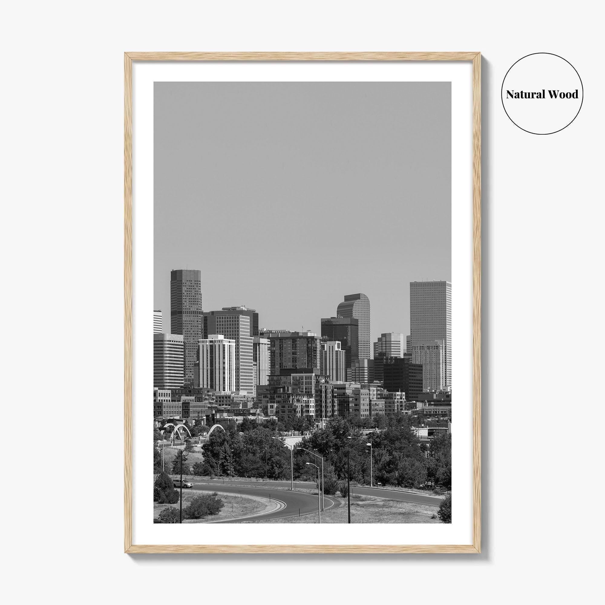 Denver Skyline Black and White Fine Art Photo Print, Panorama, Colorado Poster