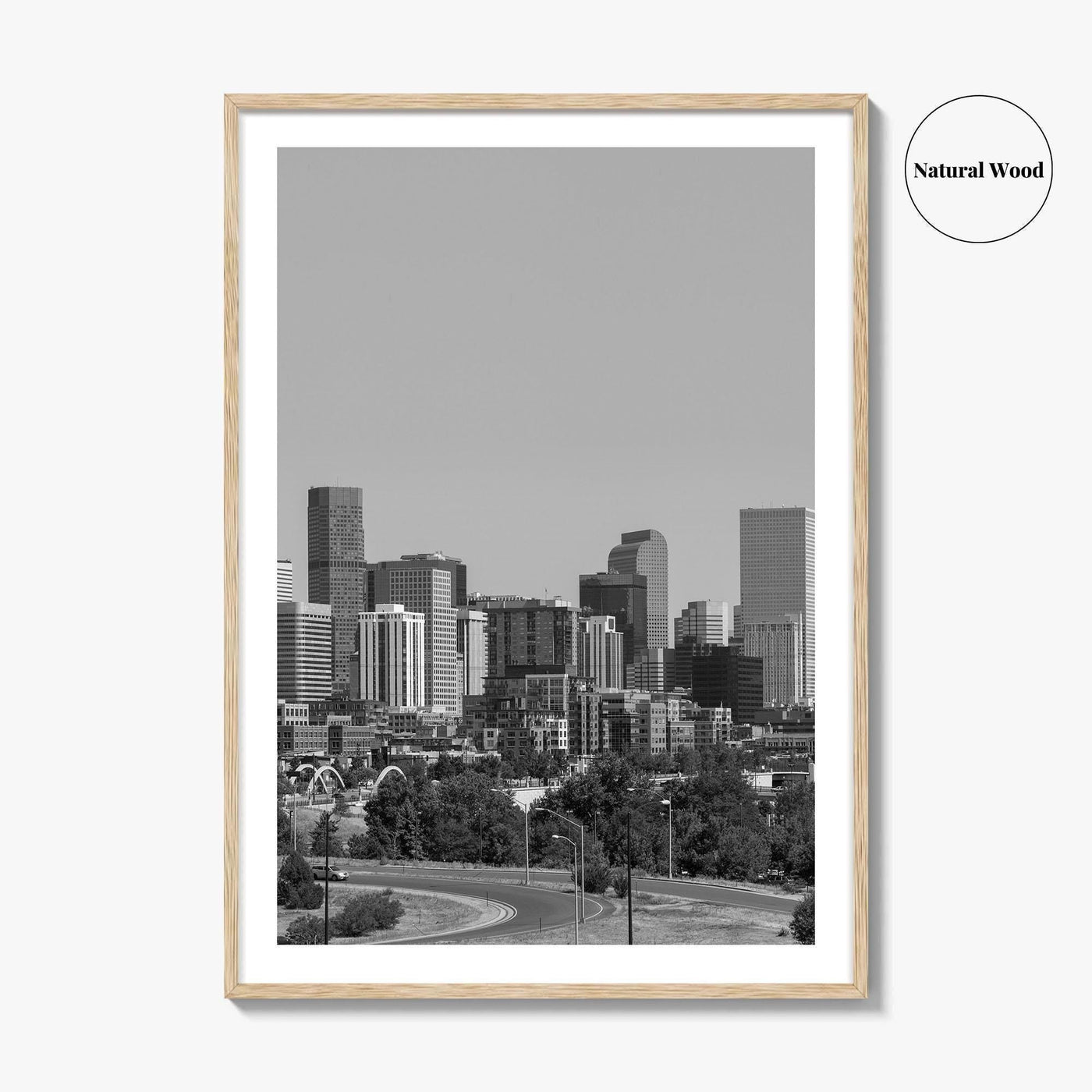 Denver Skyline Black and White Fine Art Photo Print, Panorama, Colorado Poster