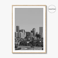 Denver Skyline Black and White Fine Art Photo Print, Panorama, Colorado Poster