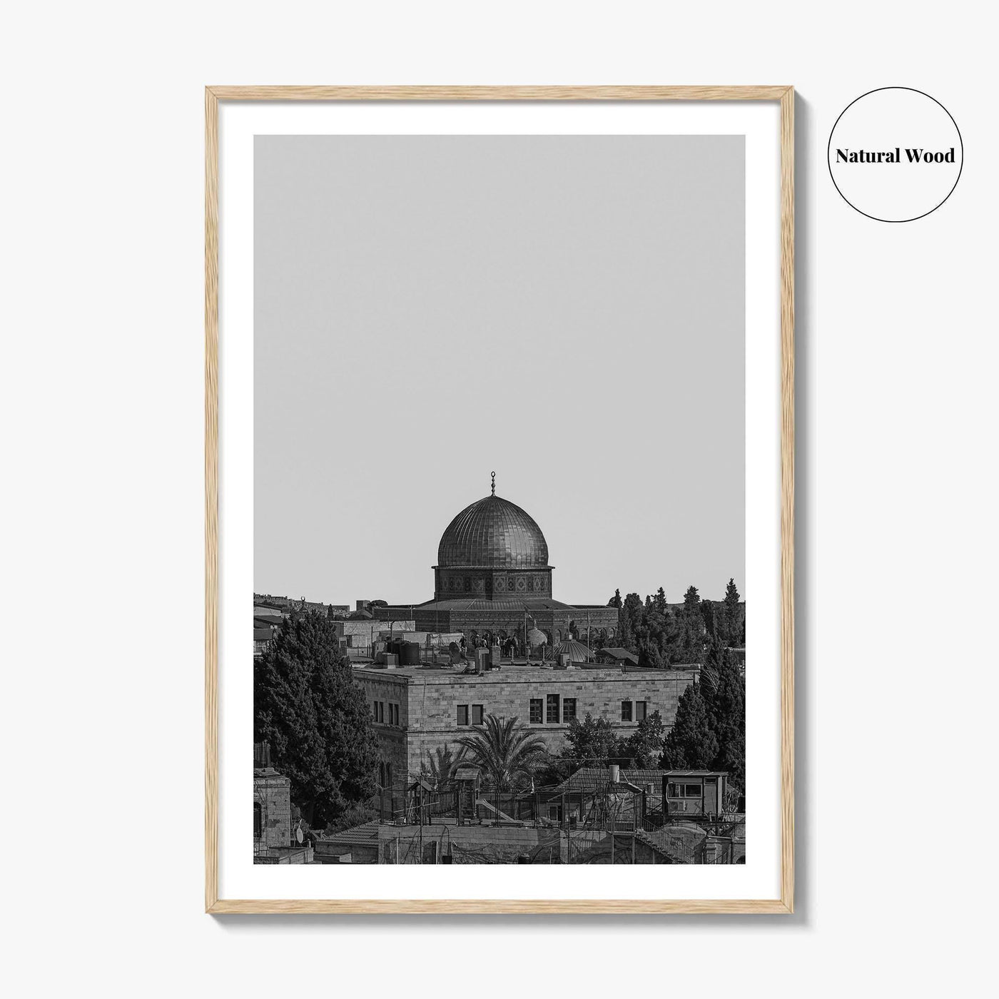 Jerusalem Skyline Black and White Fine Art Photo Print, Israel Wall Decor Poster
