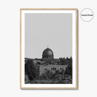 Jerusalem Skyline Black and White Fine Art Photo Print, Israel Wall Decor Poster