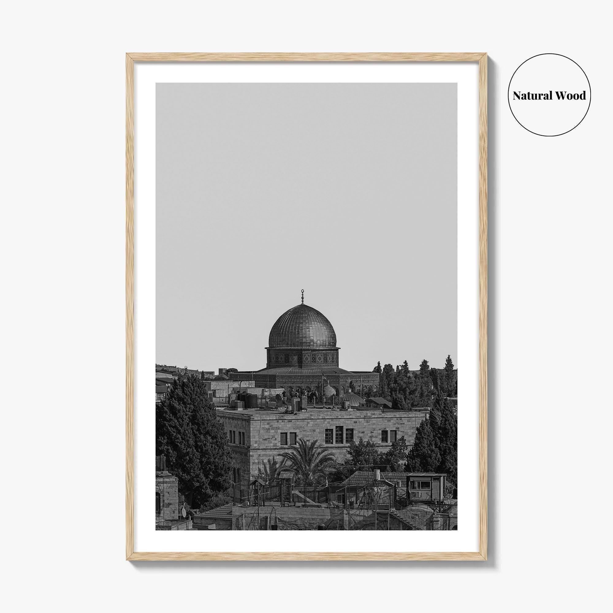 Jerusalem Skyline Black and White Fine Art Photo Print, Israel Wall Decor Poster