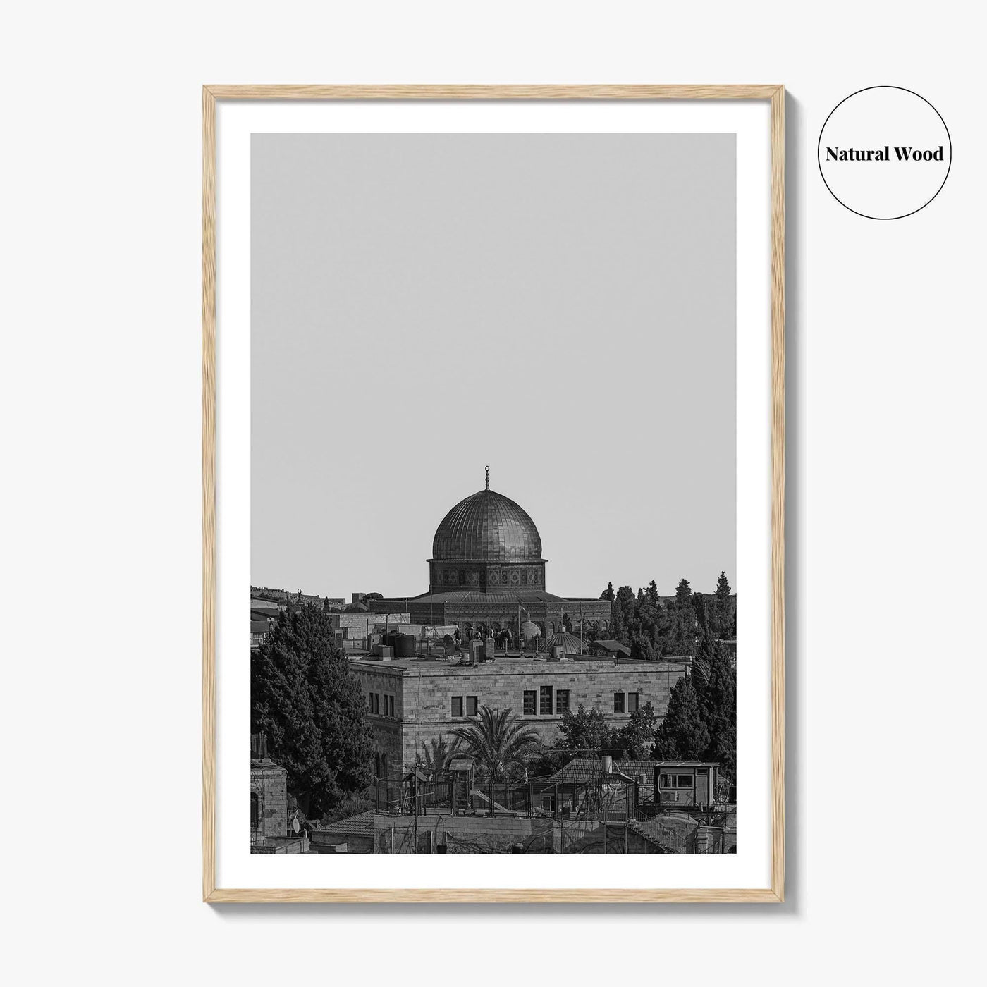Jerusalem Skyline Black and White Fine Art Photo Print, Israel Wall Decor Poster
