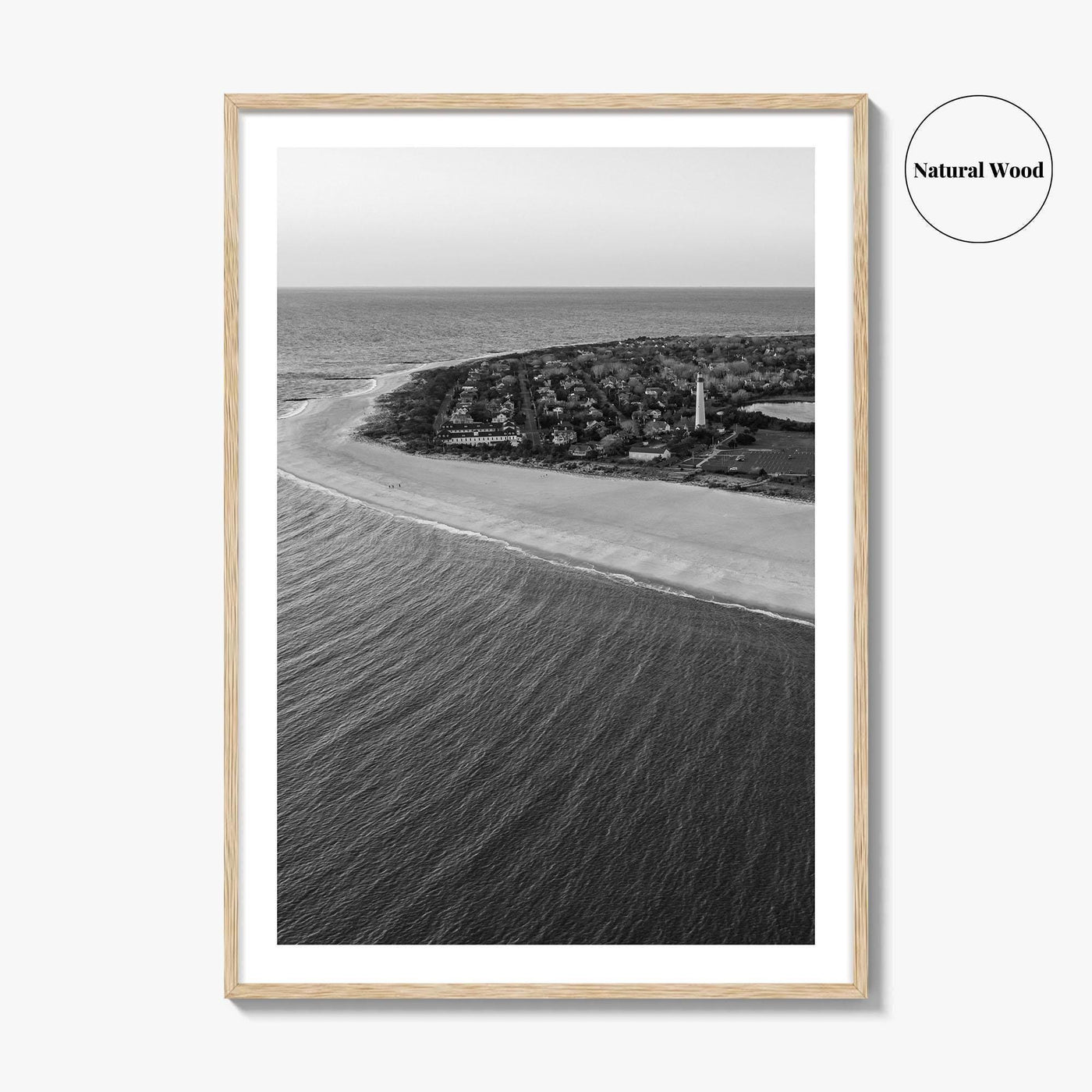 Cape May Point Black and White Fine Art Photo Print, New Jersey, Aerial Poster