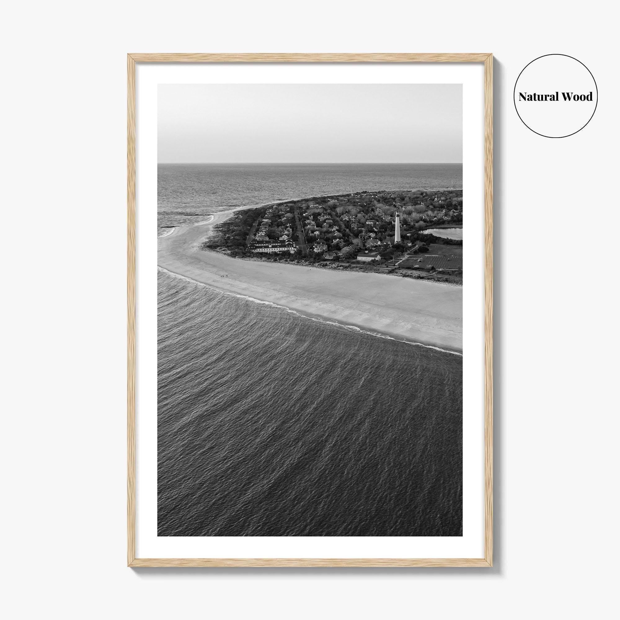 Cape May Point Black and White Fine Art Photo Print, New Jersey, Aerial Poster