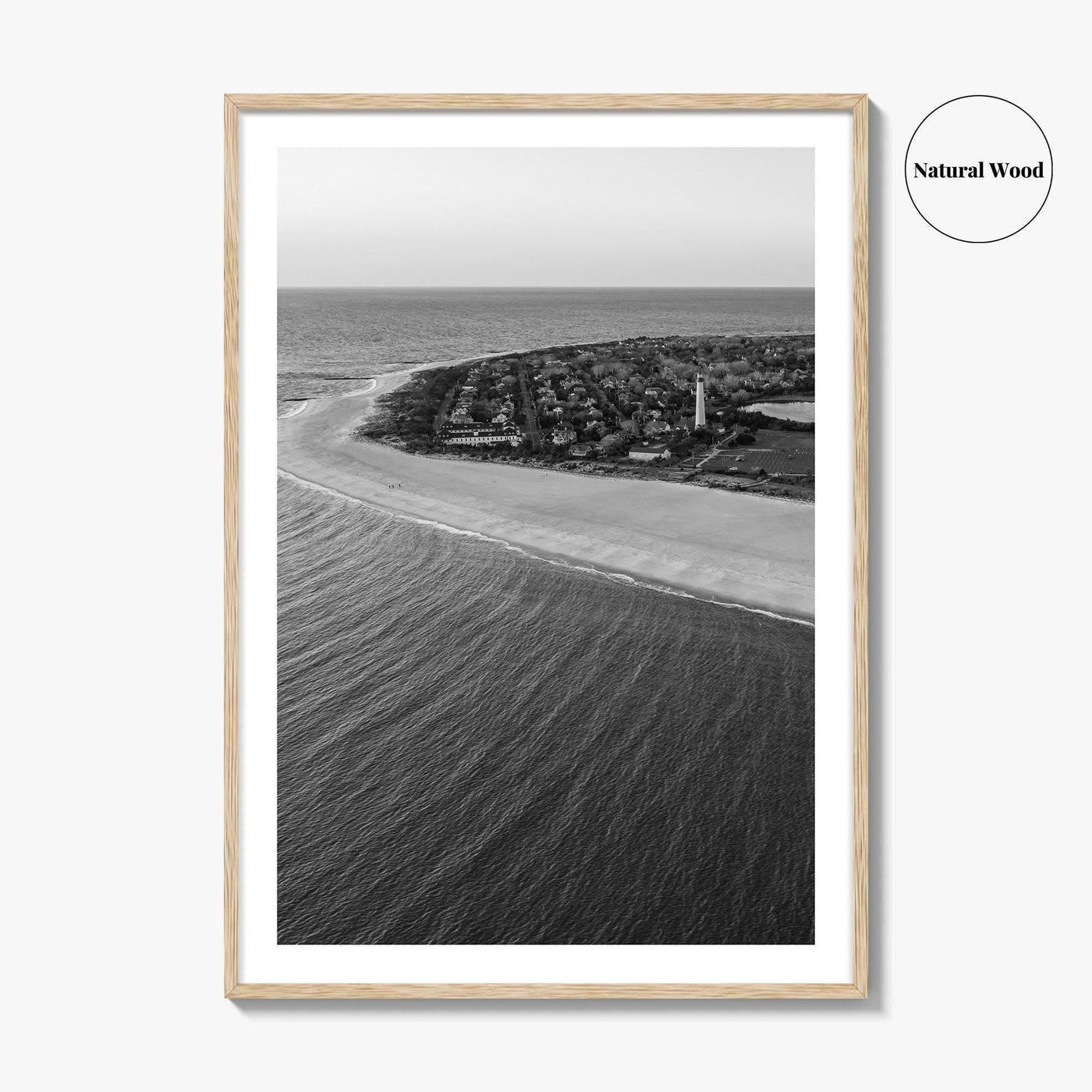 Cape May Point Black and White Fine Art Photo Print, New Jersey, Aerial Poster