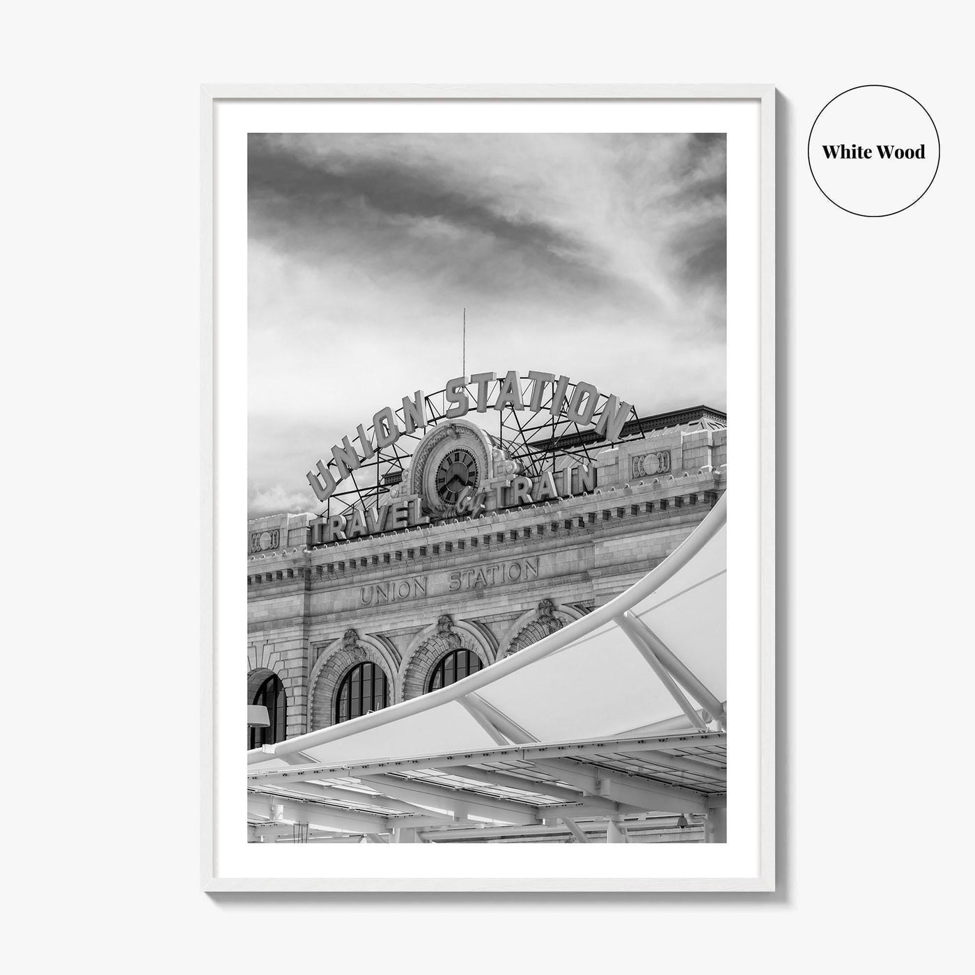 Denver Black and White Fine Art Photo Print, Union Station Colorado Poster