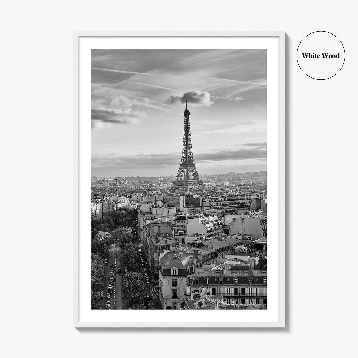 Paris Skyline Black and White Fine Art Photo Print, Eiffel Tower, France Poster