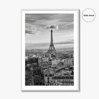 Paris Skyline Black and White Fine Art Photo Print, Eiffel Tower, France Poster
