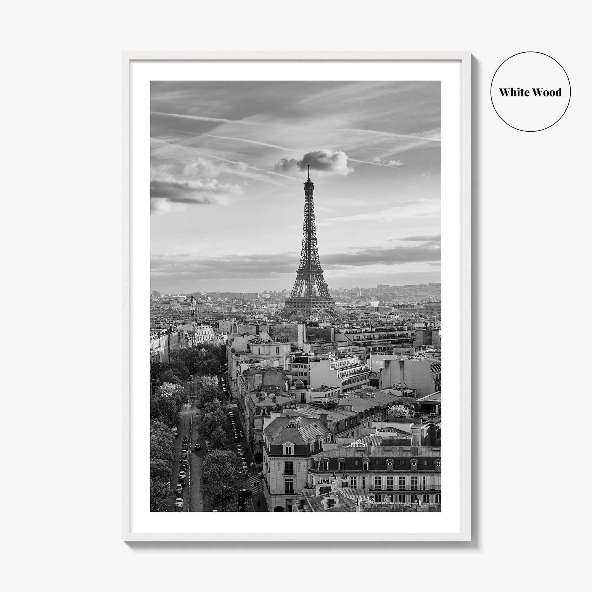 Paris Skyline Black and White Fine Art Photo Print, Eiffel Tower, France Poster