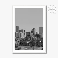 Denver Skyline Black and White Fine Art Photo Print, Panorama, Colorado Poster