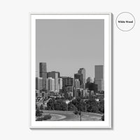 Denver Skyline Black and White Fine Art Photo Print, Panorama, Colorado Poster