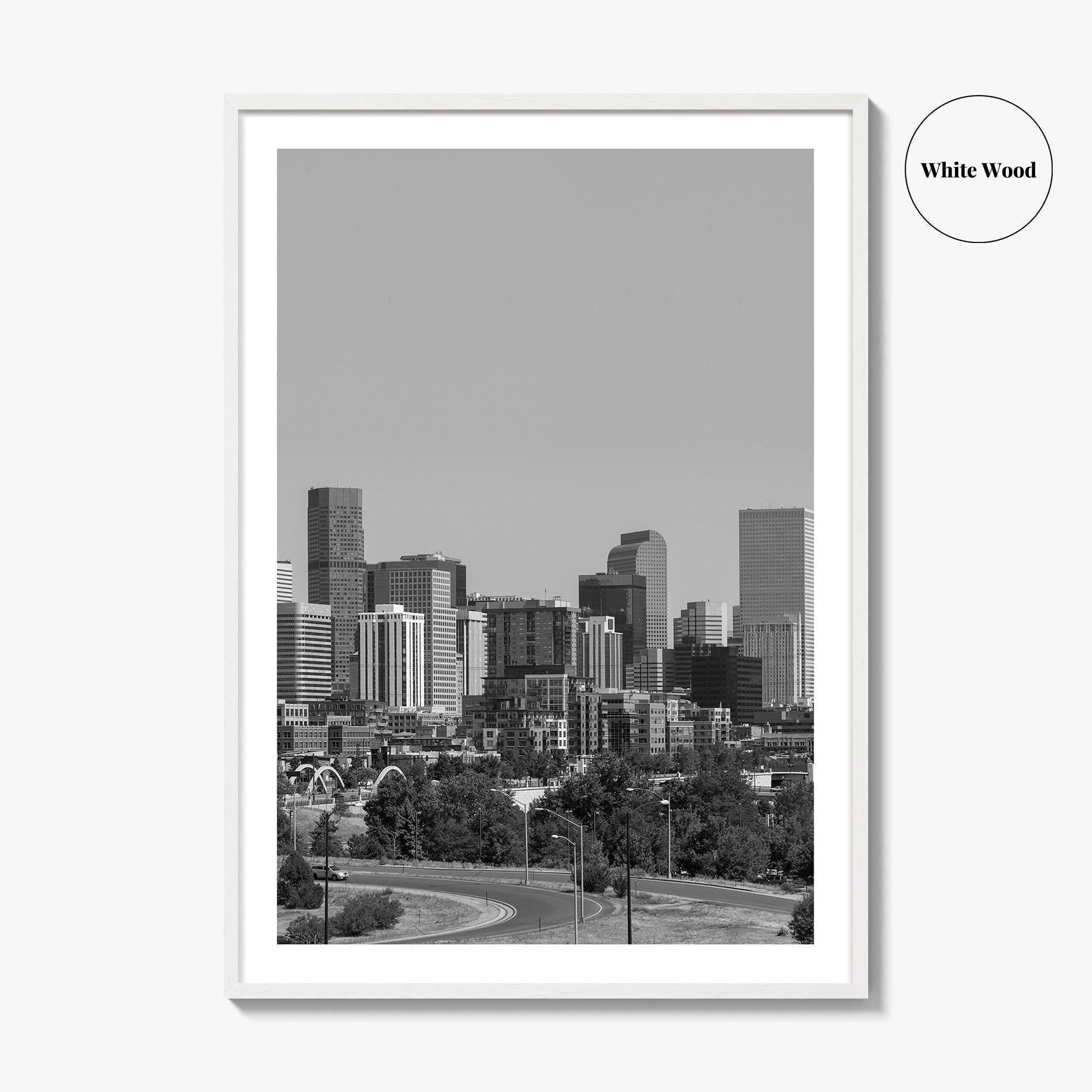 Denver Skyline Black and White Fine Art Photo Print, Panorama, Colorado Poster