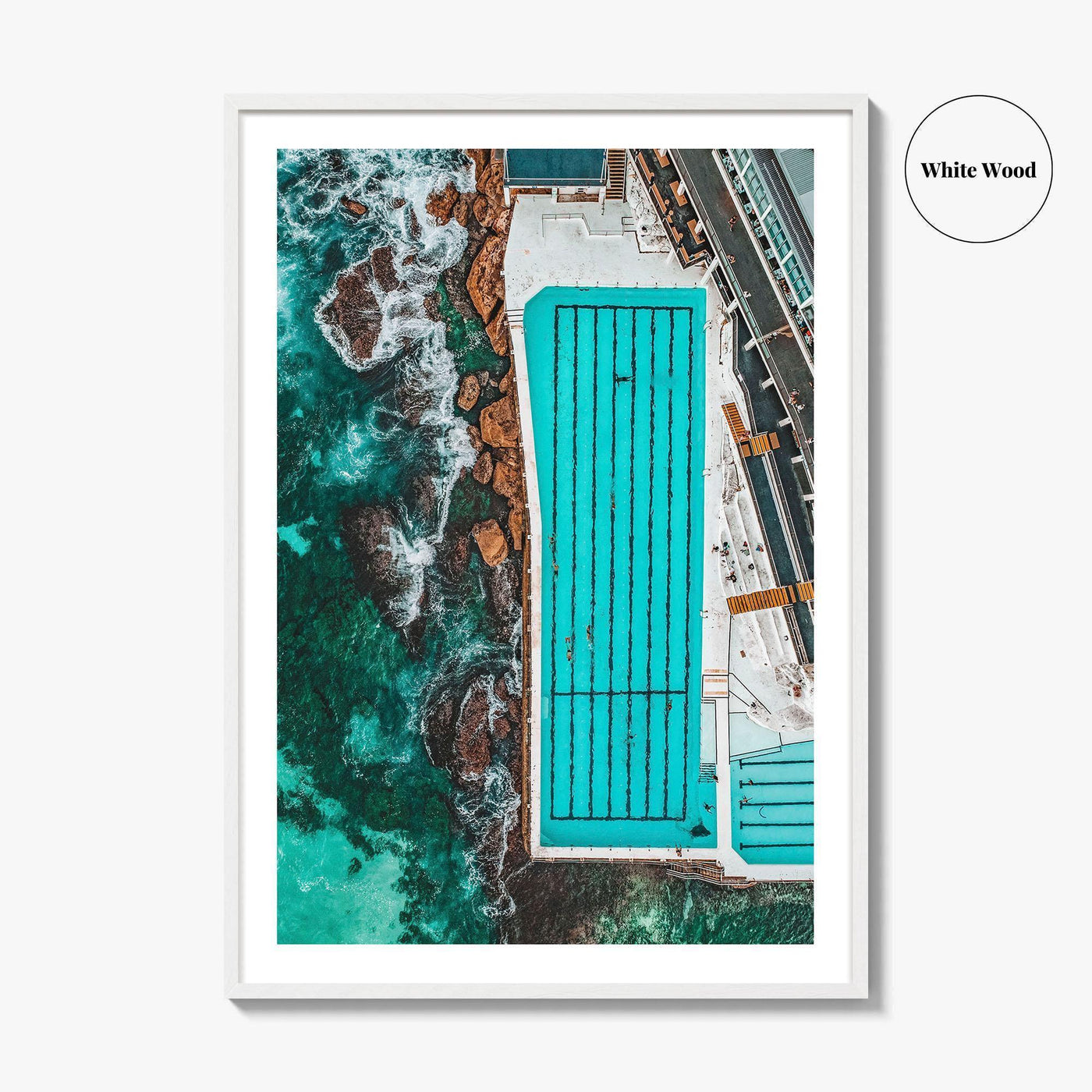 Bondi Beach Fine Art Photo Print, Icebergs Rockpool, Aerial Drone, Sydney NSW Australia Poster