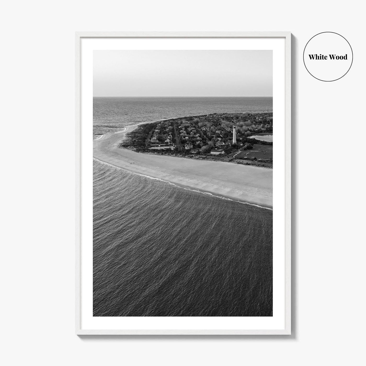 Cape May Point Black and White Fine Art Photo Print, New Jersey, Aerial Poster