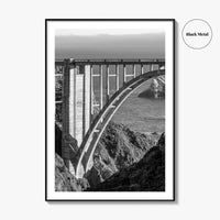 Bixby Creek Bridge Black and White Fine Art Photo Print, Big Sur, California Poster