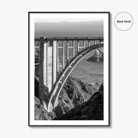 Bixby Creek Bridge Black and White Fine Art Photo Print, Big Sur, California Poster