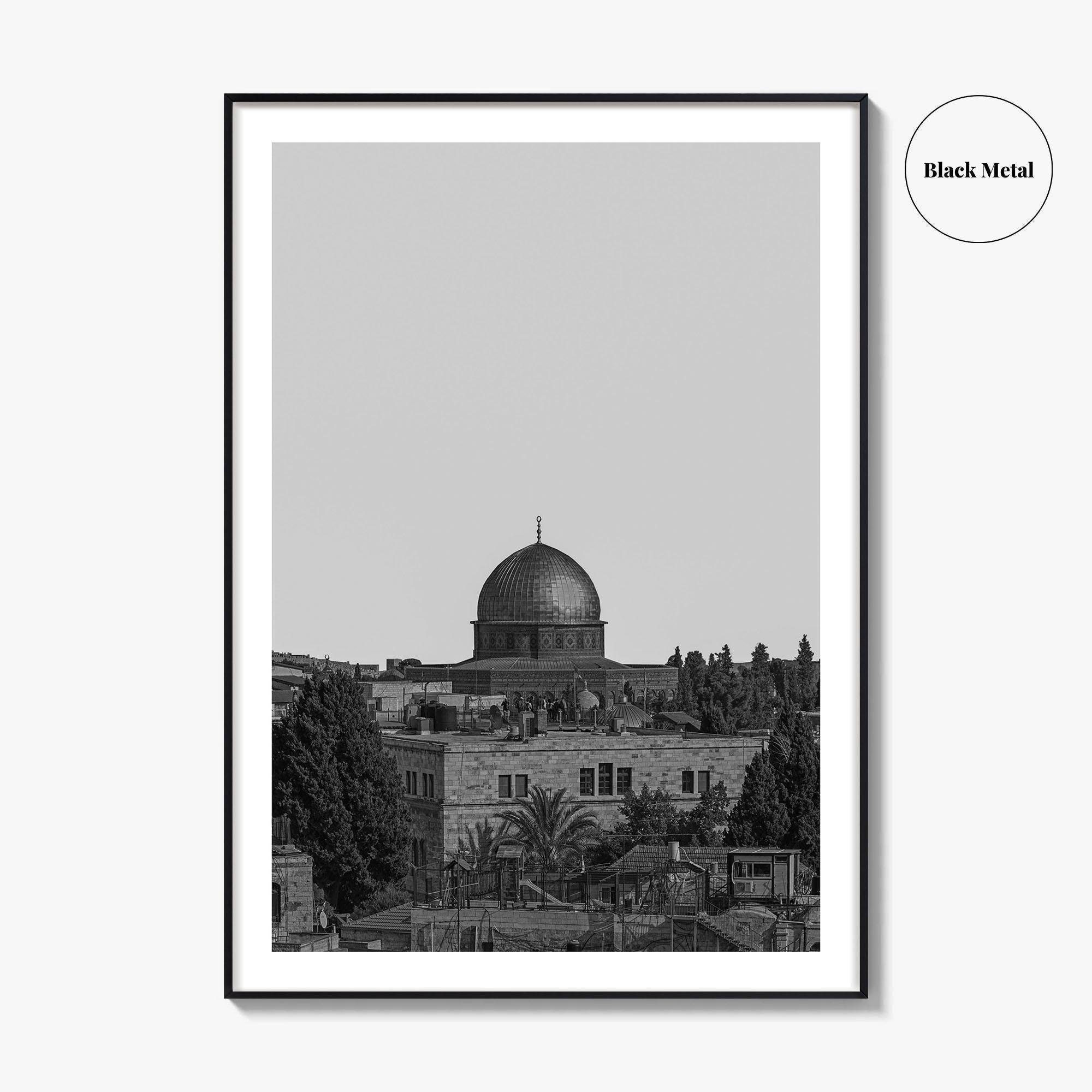 Jerusalem Skyline Black and White Fine Art Photo Print, Israel Wall Decor Poster