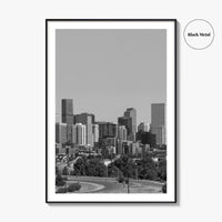 Denver Skyline Black and White Fine Art Photo Print, Panorama, Colorado Poster