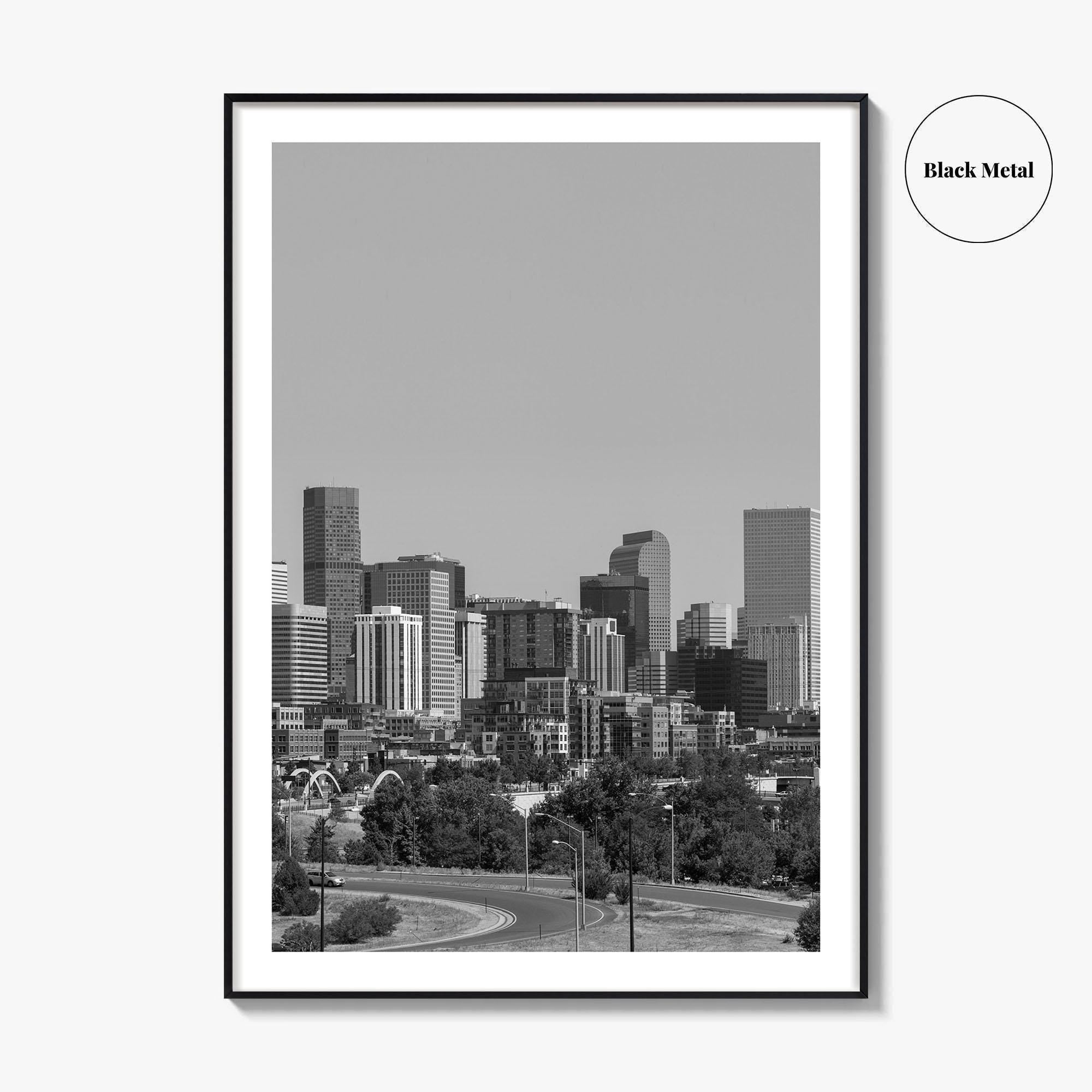 Denver Skyline Black and White Fine Art Photo Print, Panorama, Colorado Poster