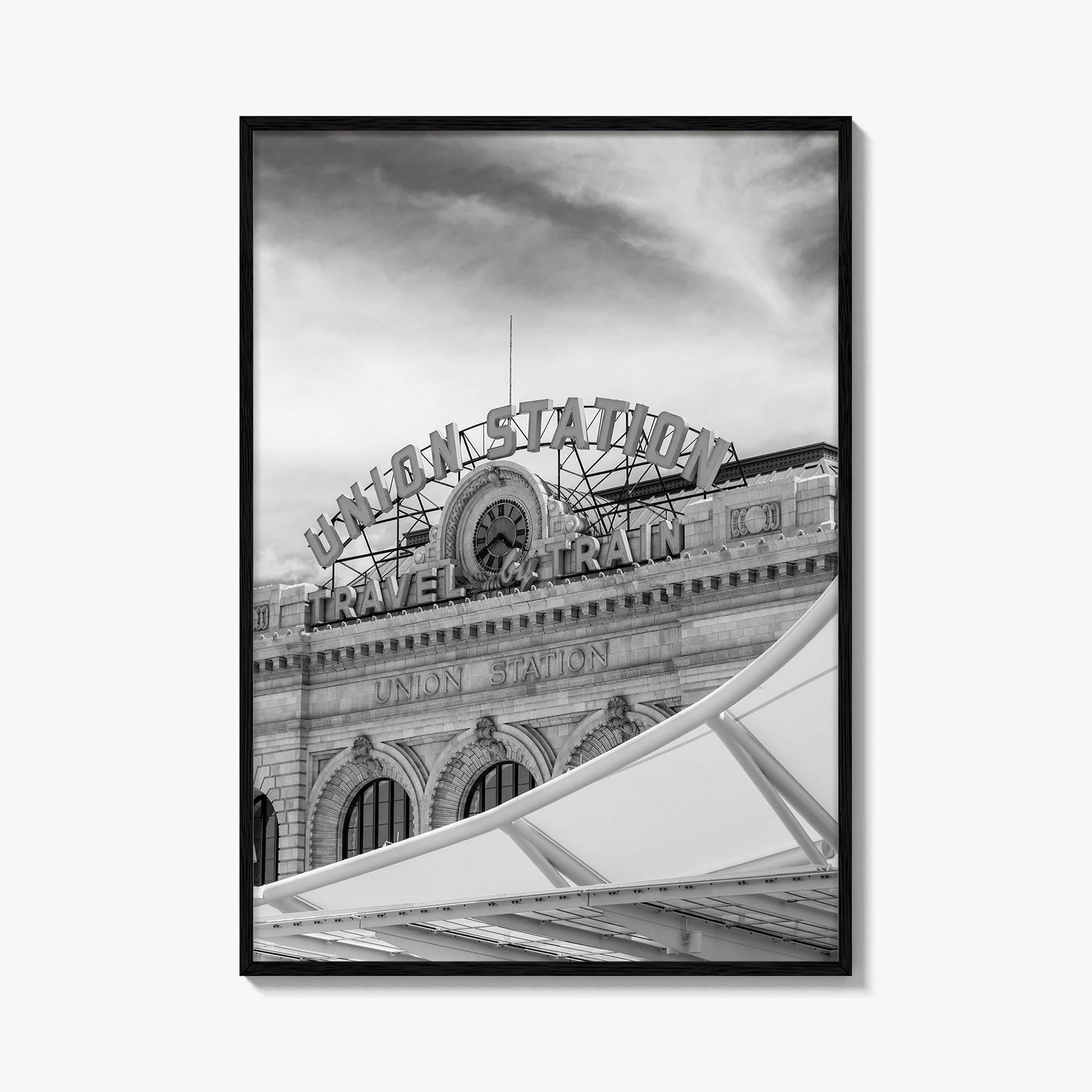 Denver Black and White Fine Art Photo Print, Union Station Colorado Poster