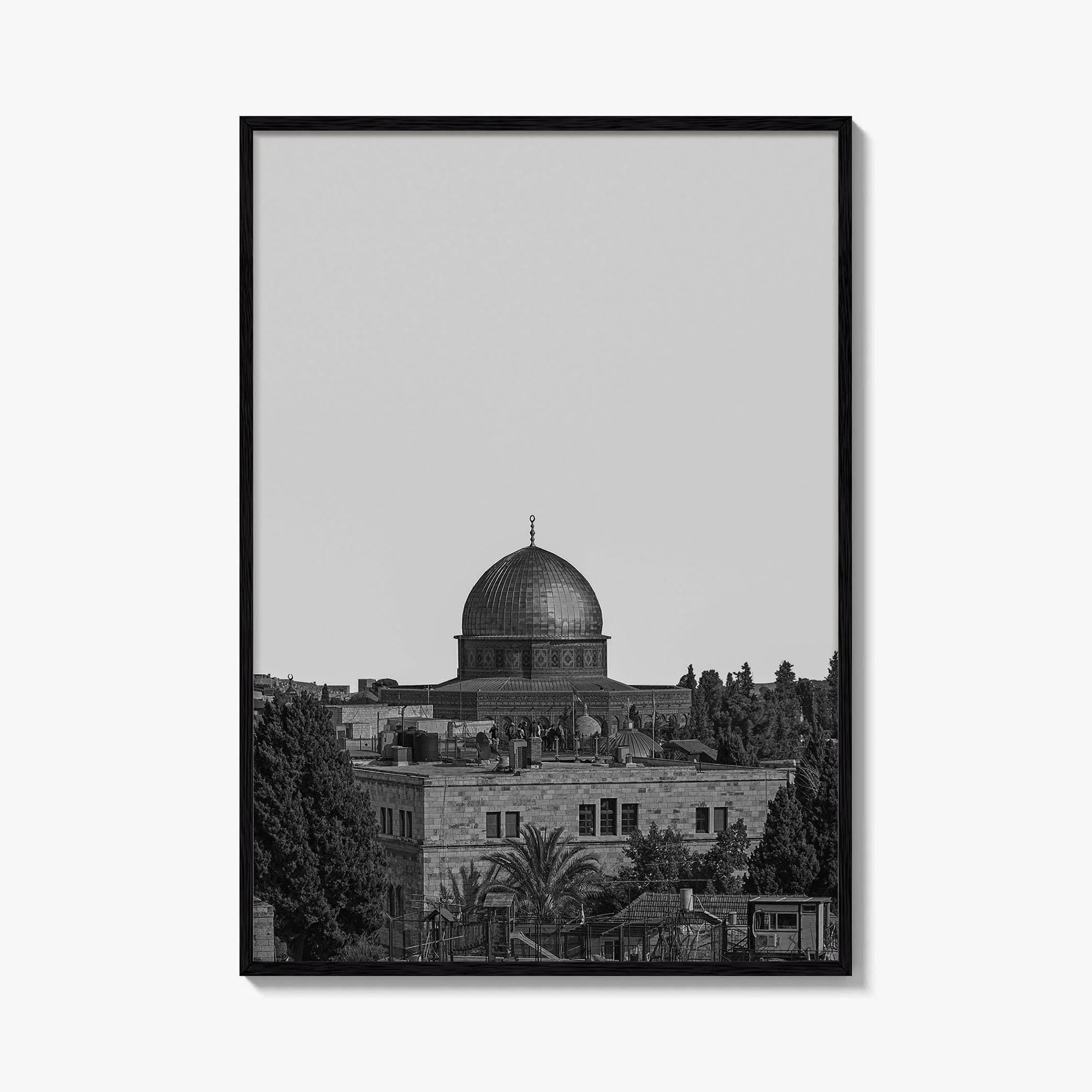 Jerusalem Skyline Black and White Fine Art Photo Print, Israel Wall Decor Poster