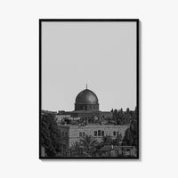 Jerusalem Skyline Black and White Fine Art Photo Print, Israel Wall Decor Poster