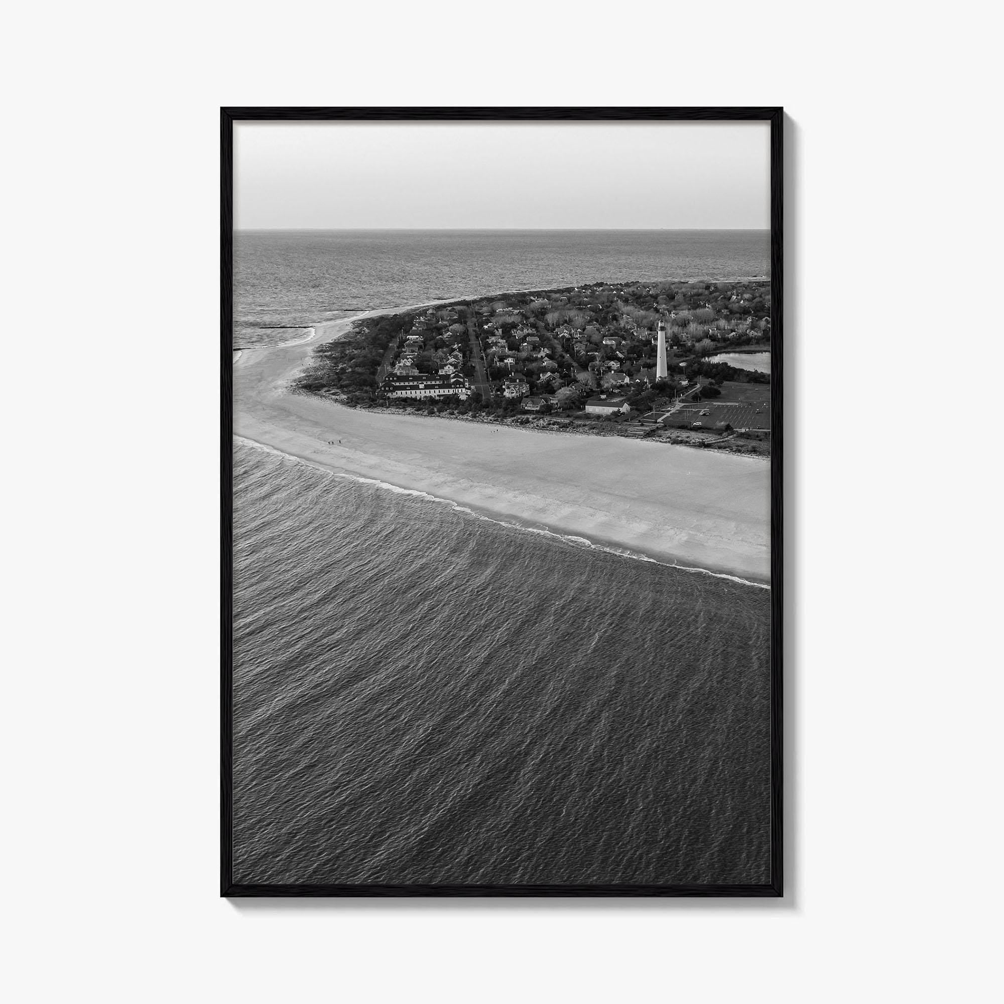 Cape May Point Black and White Fine Art Photo Print, New Jersey, Aerial Poster