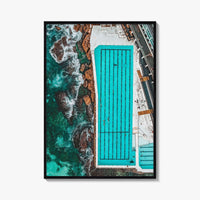 Bondi Beach Fine Art Photo Print, Icebergs Rockpool, Aerial Drone, Sydney NSW Australia Poster