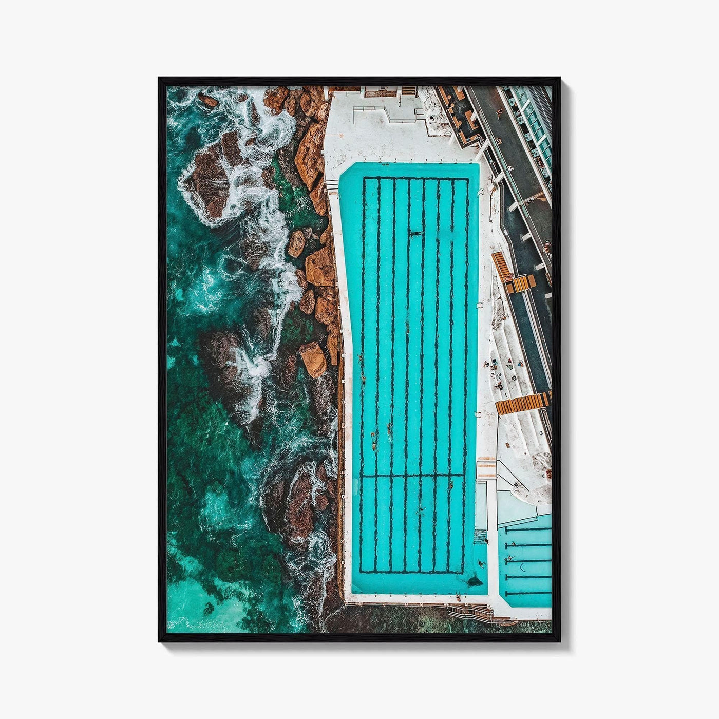 Bondi Beach Fine Art Photo Print, Icebergs Rockpool, Aerial Drone, Sydney NSW Australia Poster