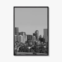 Denver Skyline Black and White Fine Art Photo Print, Panorama, Colorado Poster