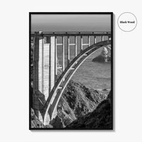 Bixby Creek Bridge Black and White Fine Art Photo Print, Big Sur, California Poster