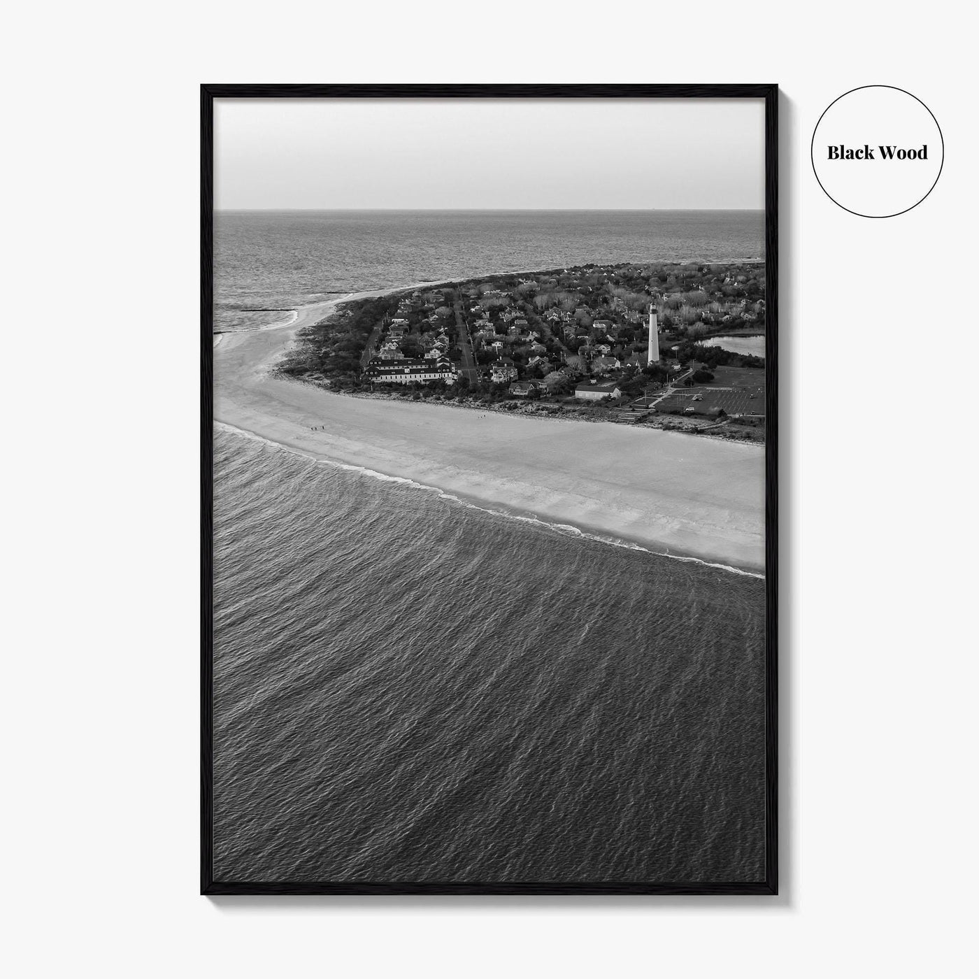 Cape May Point Black and White Fine Art Photo Print, New Jersey, Aerial Poster