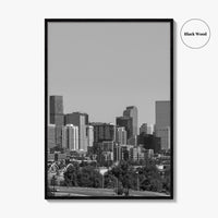 Denver Skyline Black and White Fine Art Photo Print, Panorama, Colorado Poster
