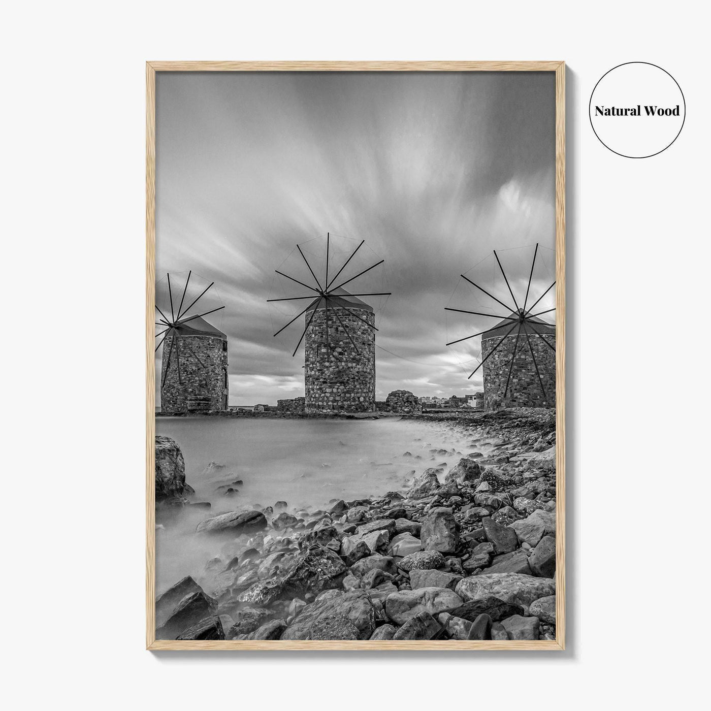 Chios Island Greece Black and White Fine Art Photo Print, Windmills, Greek Islands Poster
