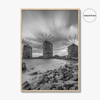 Chios Island Greece Black and White Fine Art Photo Print, Windmills, Greek Islands Poster