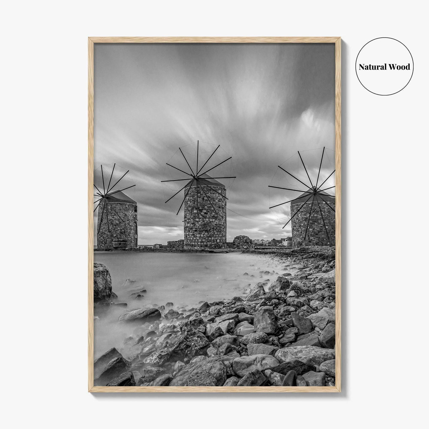 Chios Island Greece Black and White Fine Art Photo Print, Windmills, Greek Islands Poster