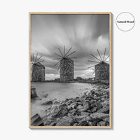 Chios Island Greece Black and White Fine Art Photo Print, Windmills, Greek Islands Poster