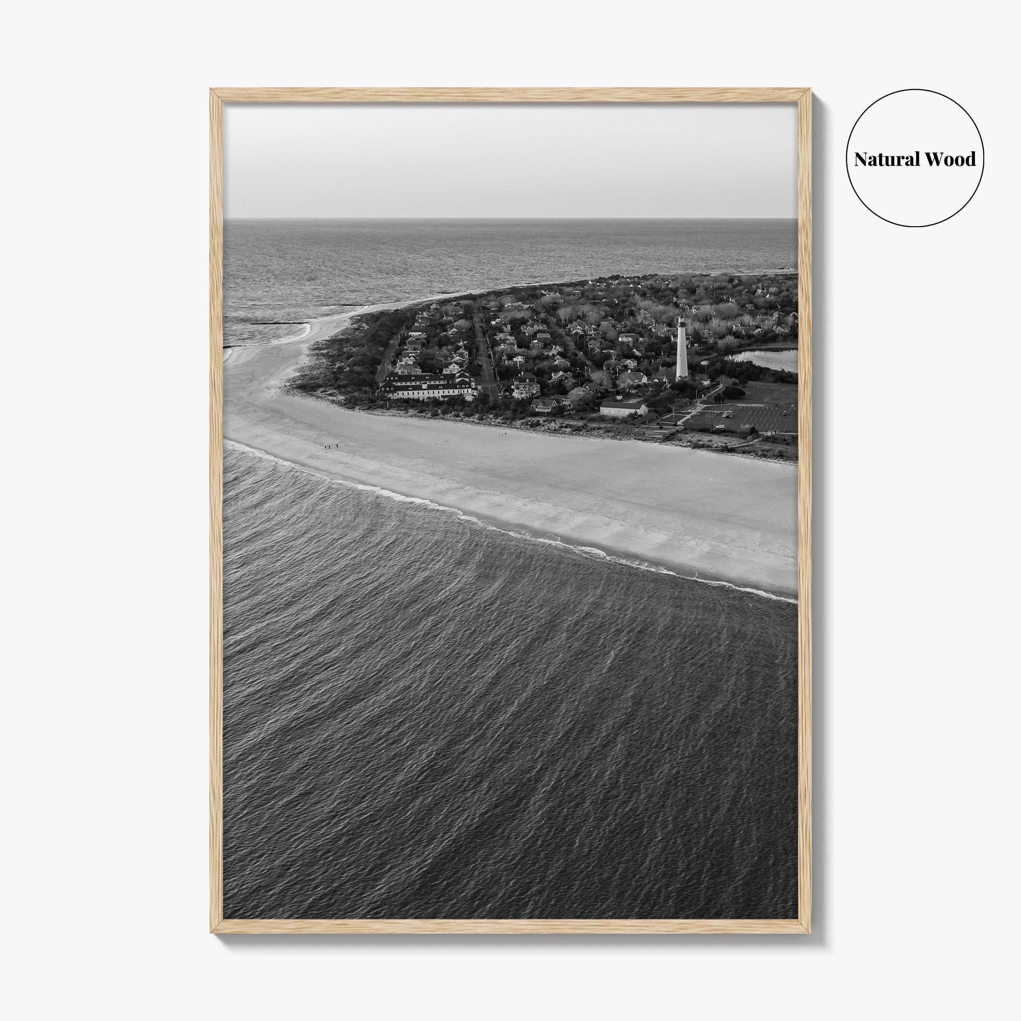 Cape May Point Black and White Fine Art Photo Print, New Jersey, Aerial Poster