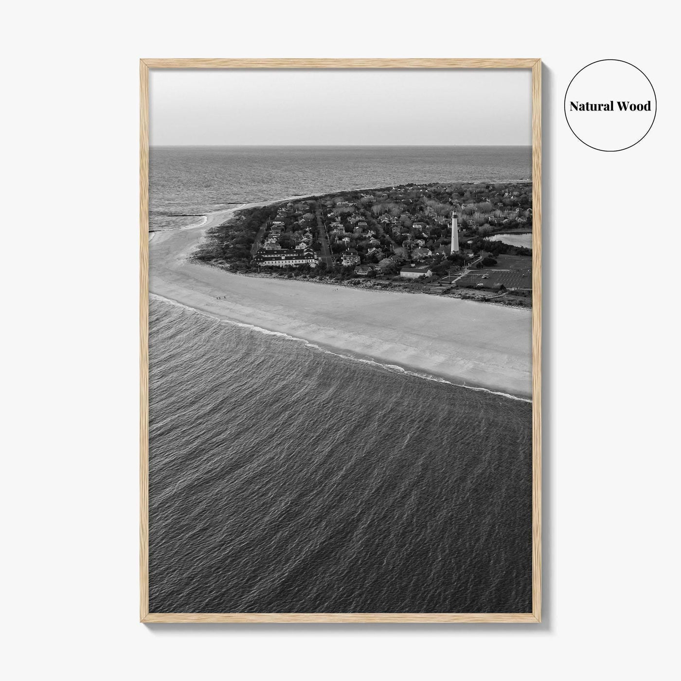 Cape May Point Black and White Fine Art Photo Print, New Jersey, Aerial Poster