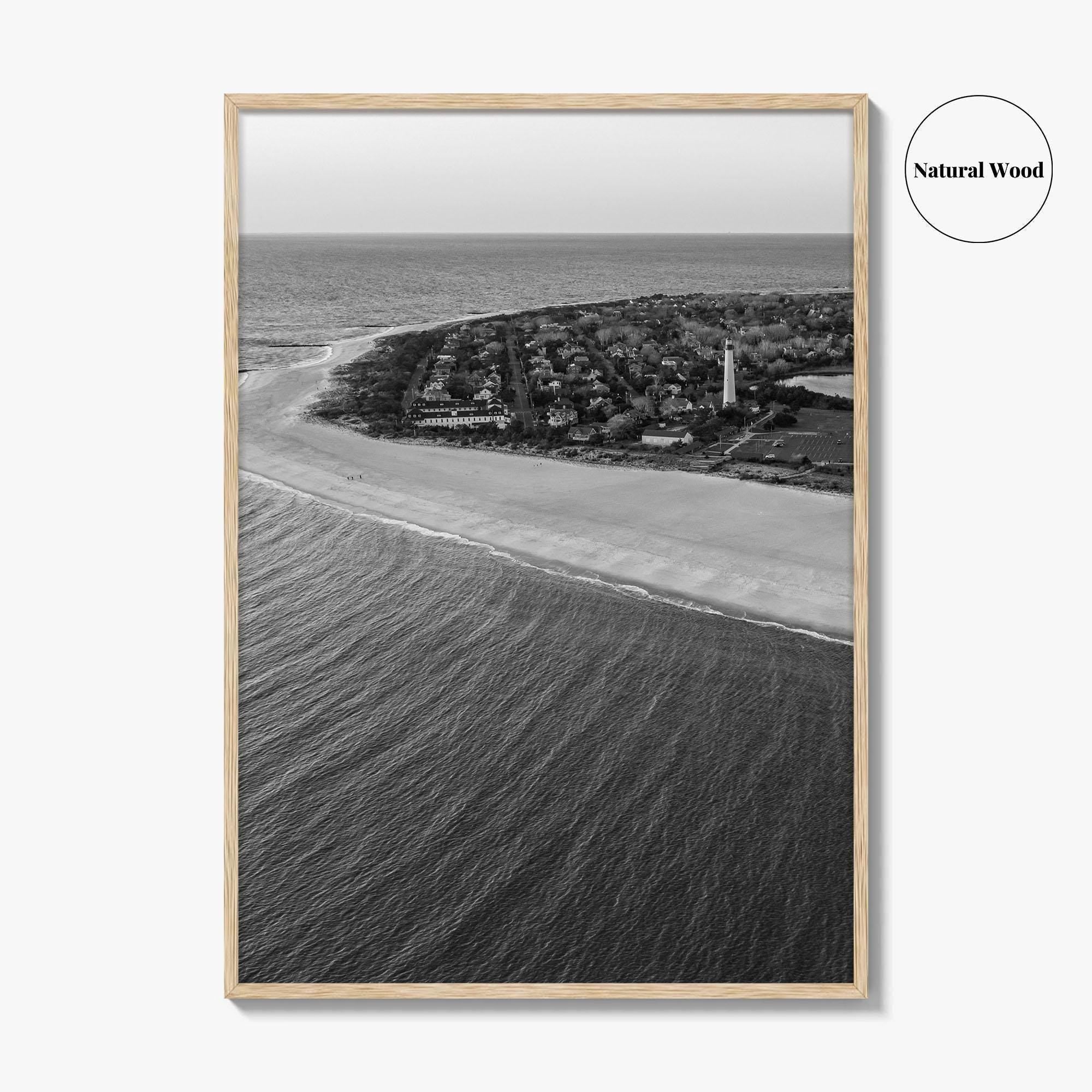 Cape May Point Black and White Fine Art Photo Print, New Jersey, Aerial Poster