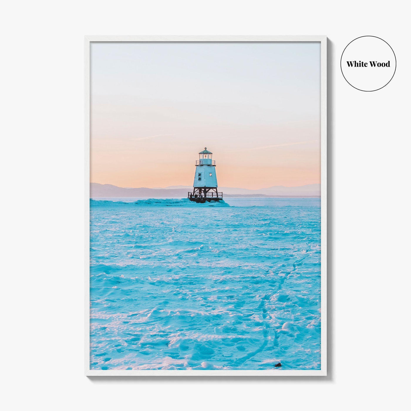 Burlington Vermont Fine Art Photo Print, Lake Champlain Breakwater, Winter, USA, Poster