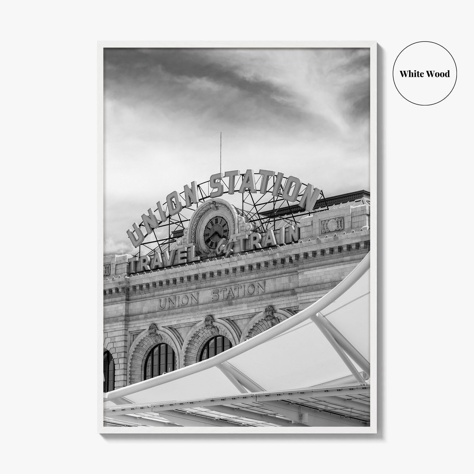 Denver Black and White Fine Art Photo Print, Union Station Colorado Poster