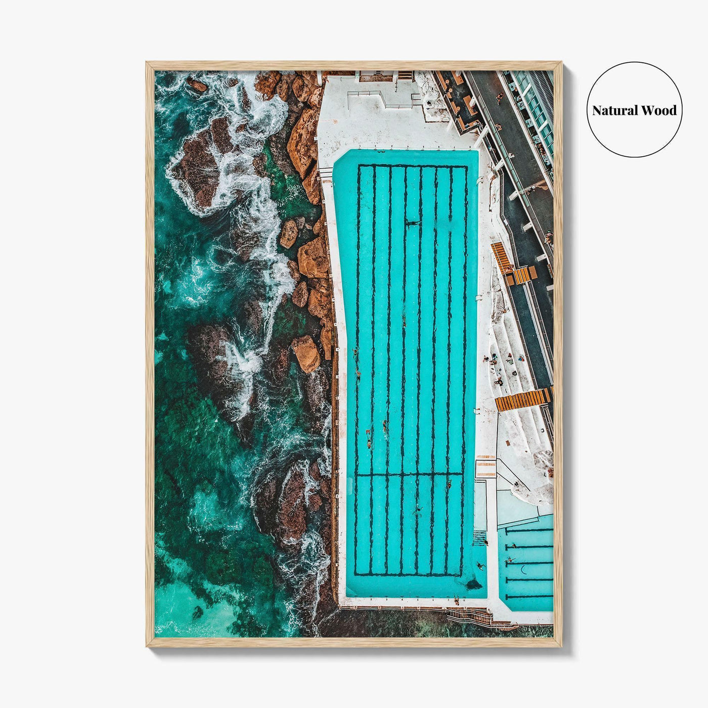 Bondi Beach Fine Art Photo Print, Icebergs Rockpool, Aerial Drone, Sydney NSW Australia Poster