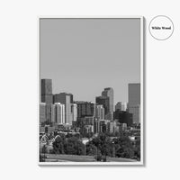 Denver Skyline Black and White Fine Art Photo Print, Panorama, Colorado Poster